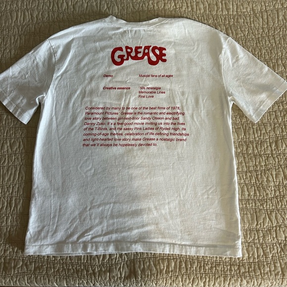 Zara Grease Olivia Newton John “Tell me about it Stud” Tee Shirt White Medium - Picture 4 of 10